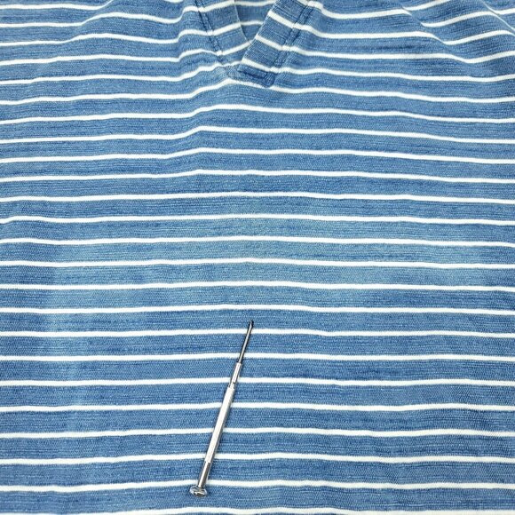 Johnnie-O Hangin Out Men's Medium Striped Polo Shirt Long Sleeve Blue Casual - Picture 6 of 15